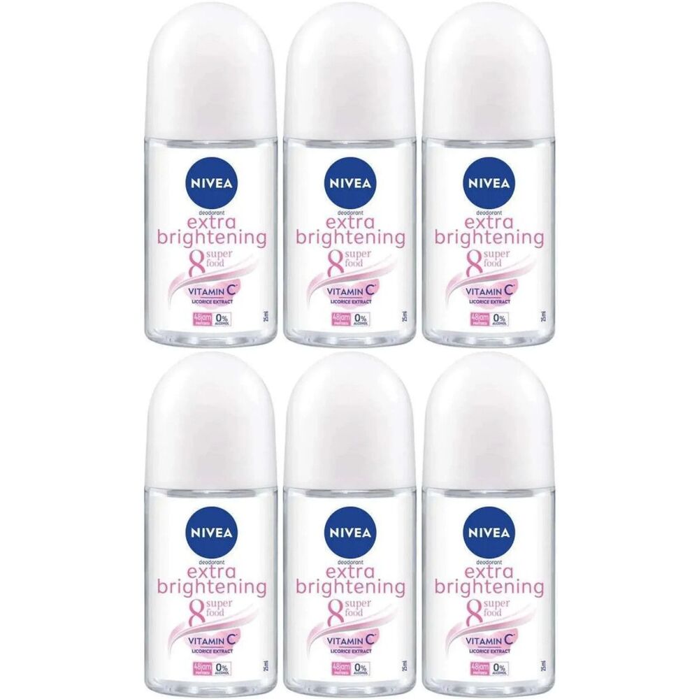 6-PACK Nivea Roll On Extra Brightening 25 ml